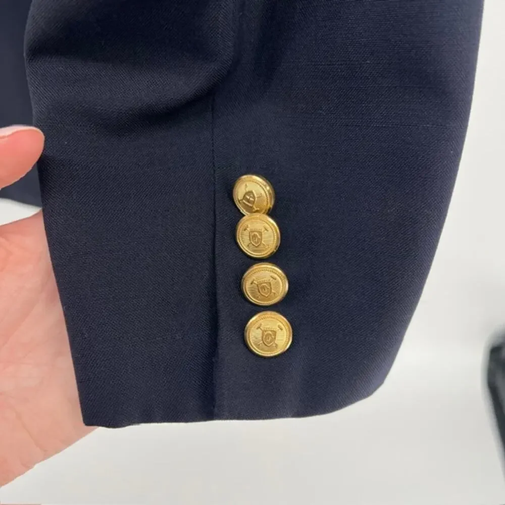 VTG Polo Ralph Lauren University Club Blazer Mens 44R Wool Blue Gold Button USA